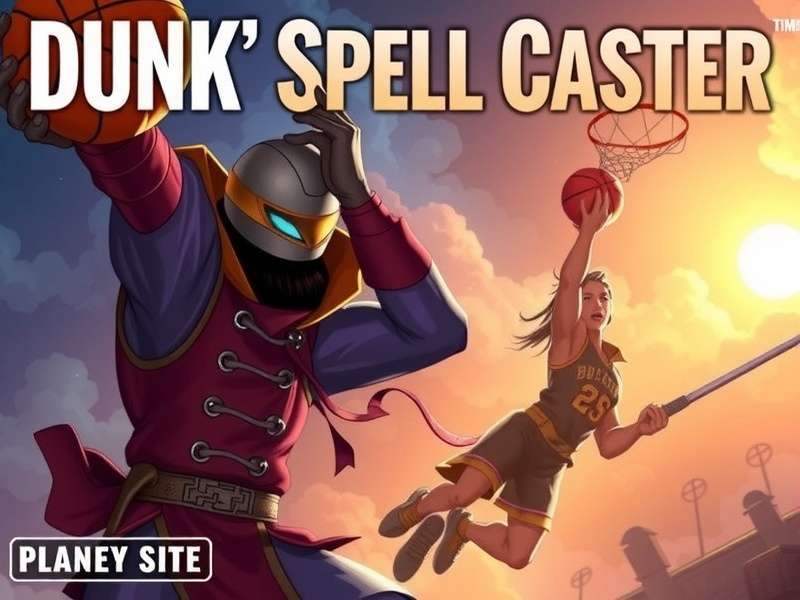Dunk Spell Caster Game Banner Showcasing Basketball and Magic